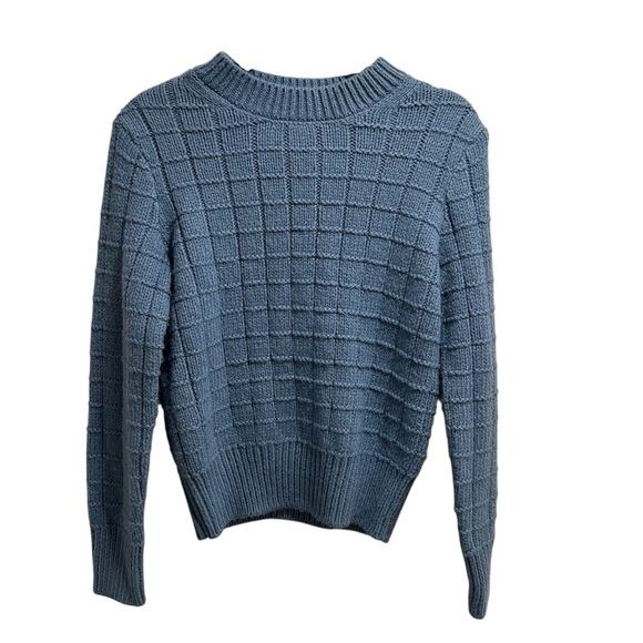 American Eagle blue waffle knit crewneck sweater Small - Picture 2 of 11